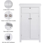 Freestanding Bathroom Cabinet with Doors, White