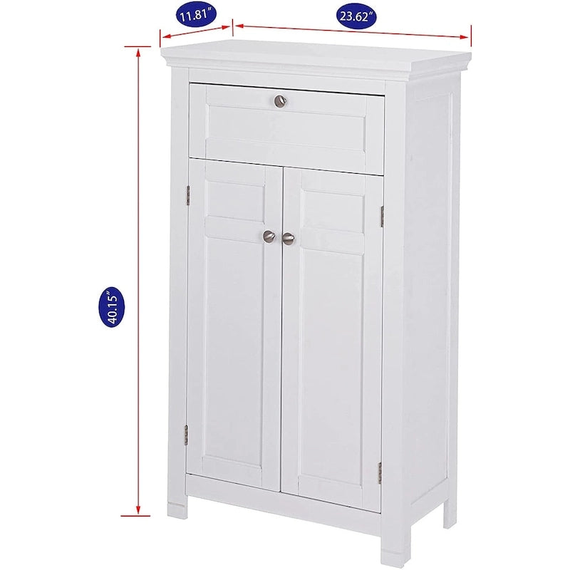 Freestanding Bathroom Cabinet with Doors, White