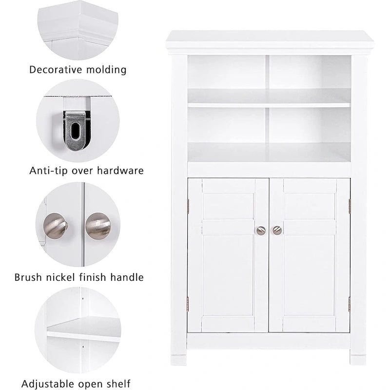 Freestanding Bathroom Cabinet with Doors, White