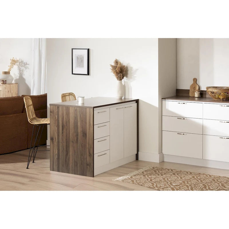 Îlot de cuisine compact avec tiroirs et rangements