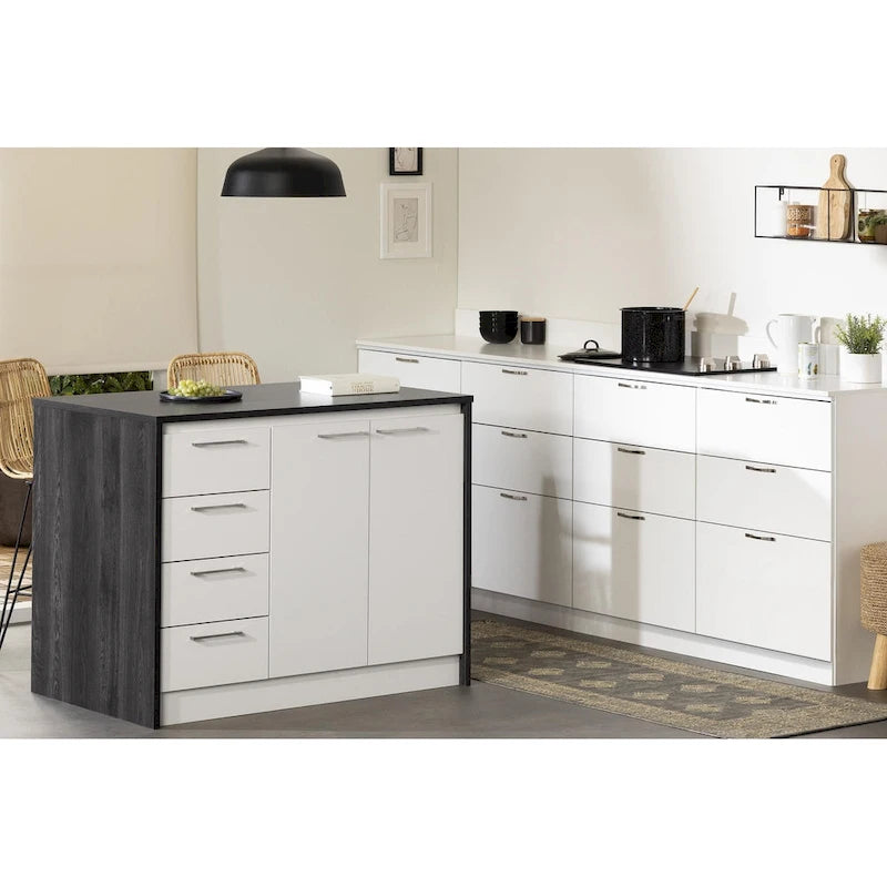 Îlot de cuisine compact avec tiroirs et rangements