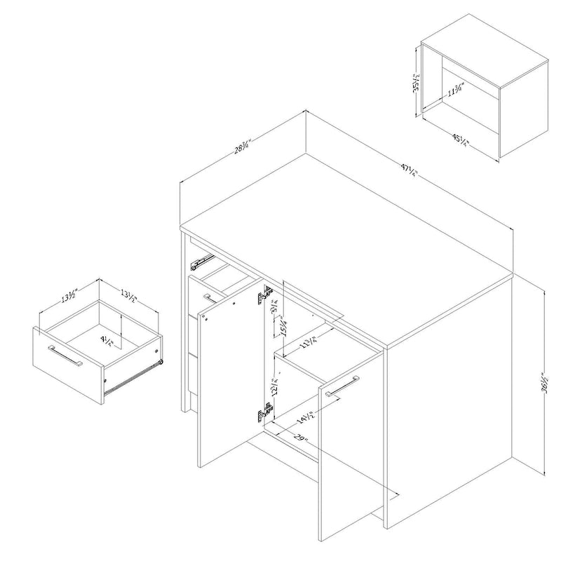 Îlot de cuisine compact avec tiroirs et rangements