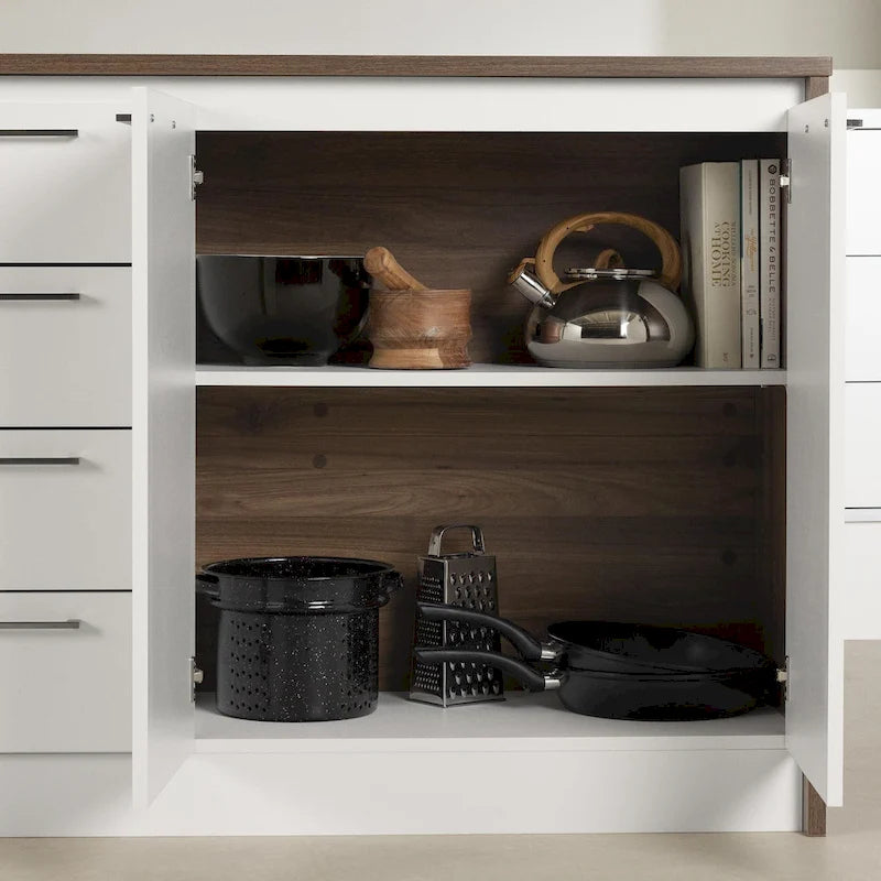 Îlot de cuisine compact avec tiroirs et rangements