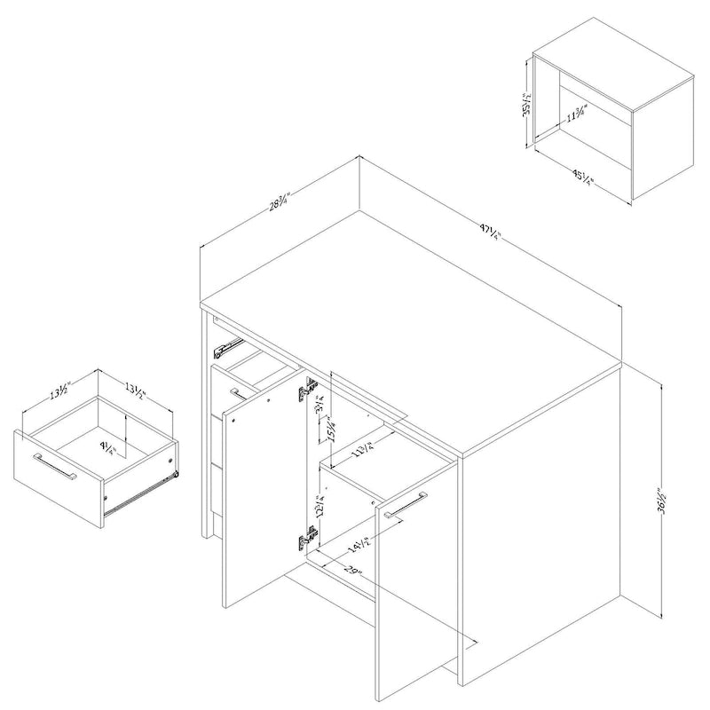 Îlot de cuisine compact avec tiroirs et rangements