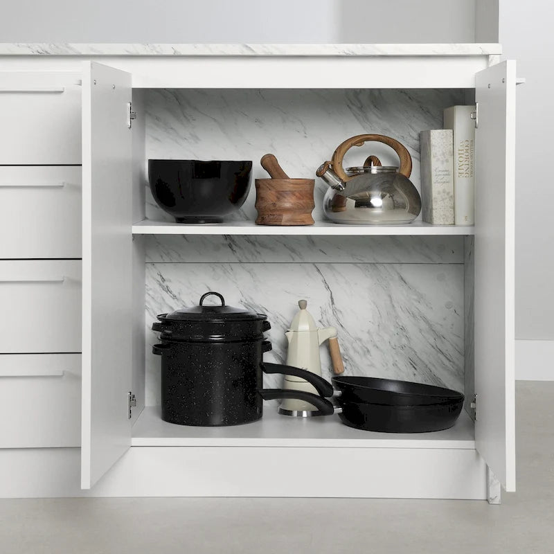 Îlot de cuisine compact avec tiroirs et rangements
