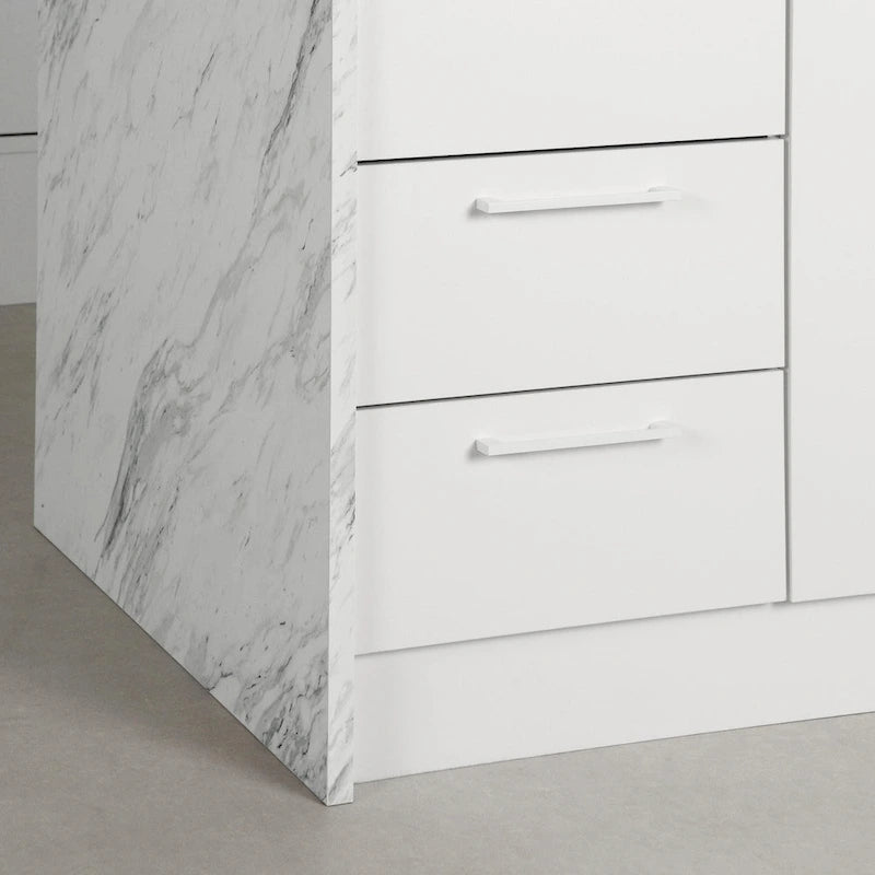 Îlot de cuisine compact avec tiroirs et rangements