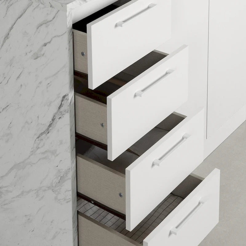 Îlot de cuisine compact avec tiroirs et rangements