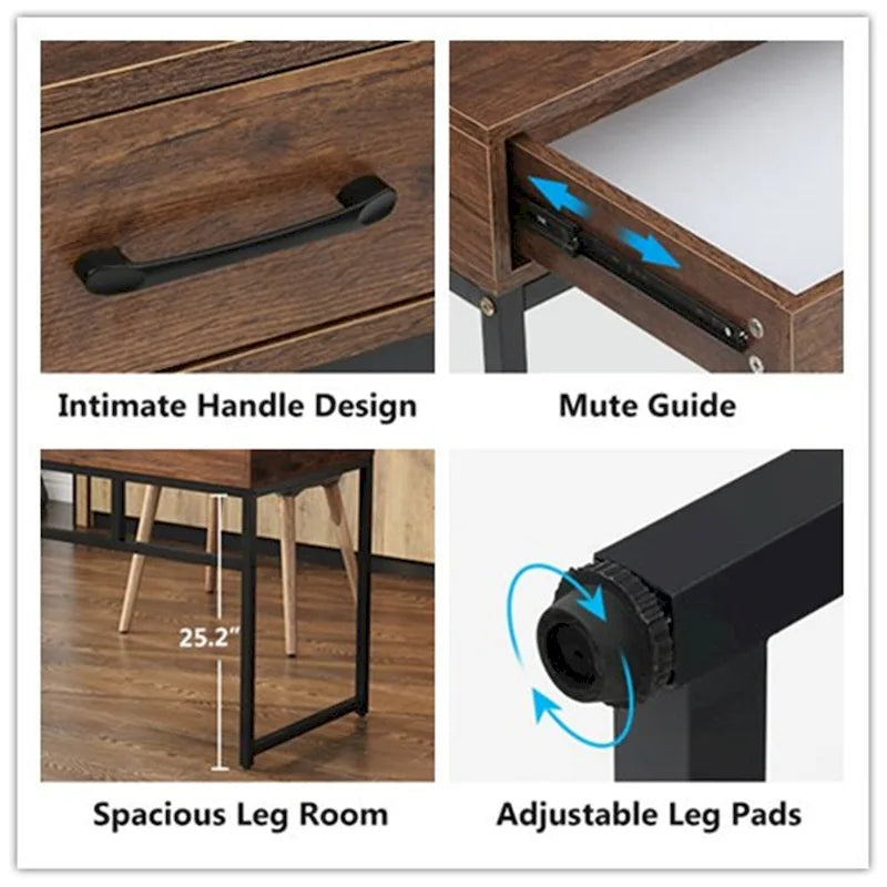 47 Inch Home Office Desk with 2 Storage Drawers
