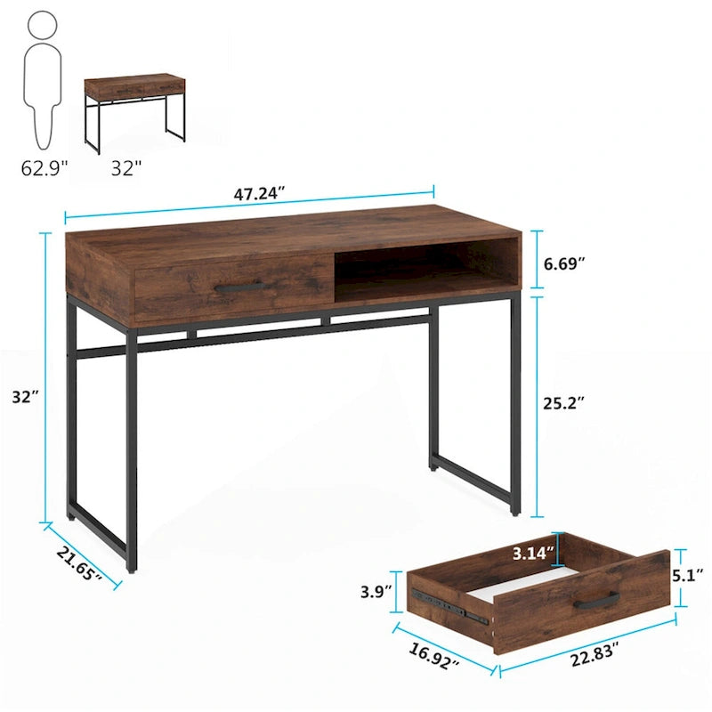 47 Inch Home Office Desk with 2 Storage Drawers