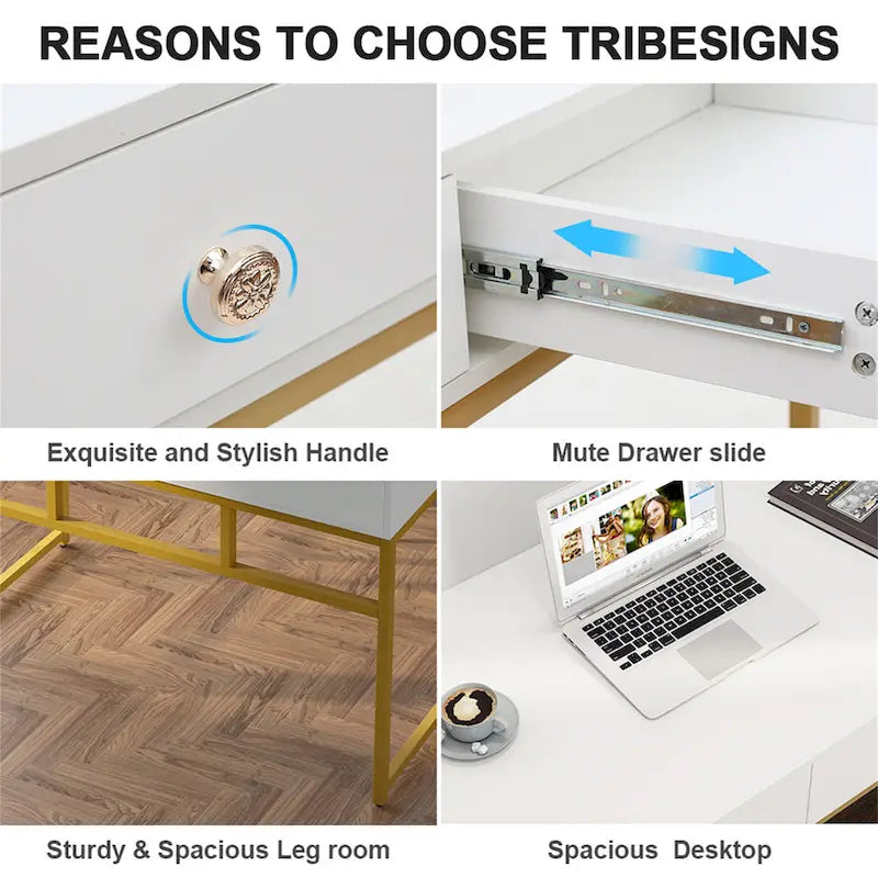 47 Inch Home Office Desk with 2 Storage Drawers