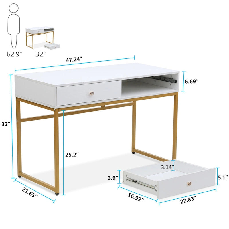 47 Inch Home Office Desk with 2 Storage Drawers