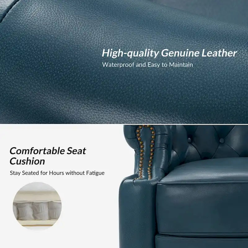 Moderne gecapitonneerde draaibare accentstoel met bekleding van echt leer