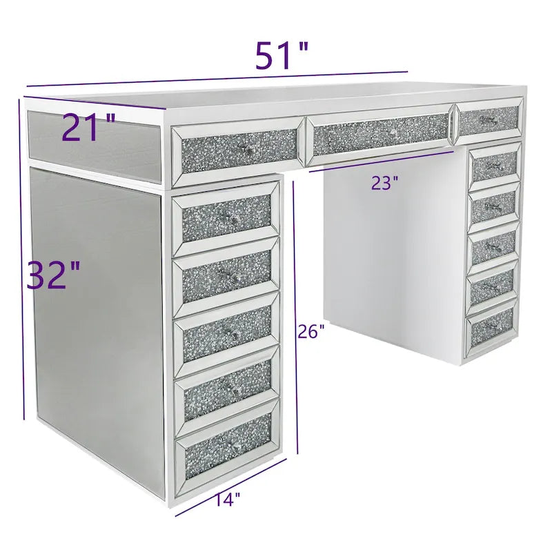 Mirrored Vanity Dresser with 13 Drawers