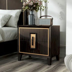 2-Drawer Espresso Nightstand with Gold Accent Trim
