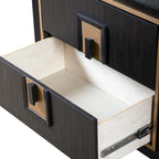2-Drawer Espresso Nightstand with Gold Accent Trim