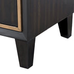 2-Drawer Espresso Nightstand with Gold Accent Trim