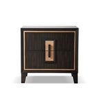 2-Drawer Espresso Nightstand with Gold Accent Trim
