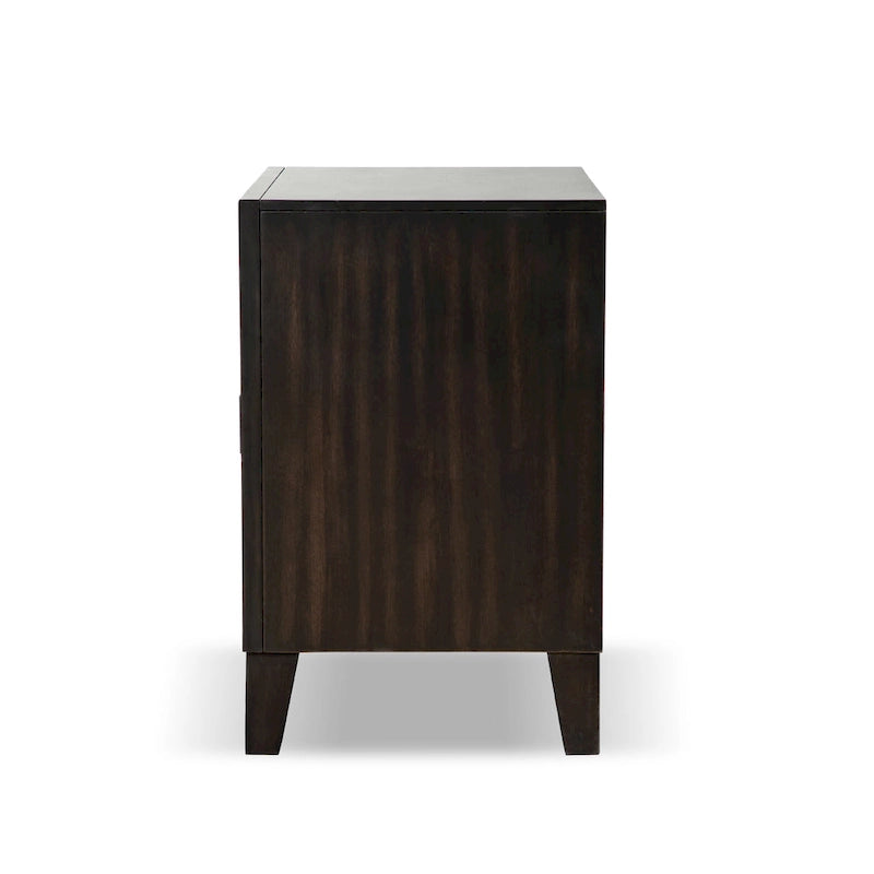 2-Drawer Espresso Nightstand with Gold Accent Trim
