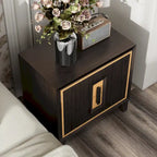 2-Drawer Espresso Nightstand with Gold Accent Trim