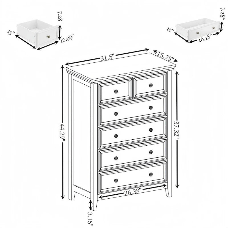 6-Drawer Dresser with Metal Handles