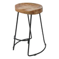 30-Inch Backless Counter Height Barstool with Mango Wood Seat and Metal Base