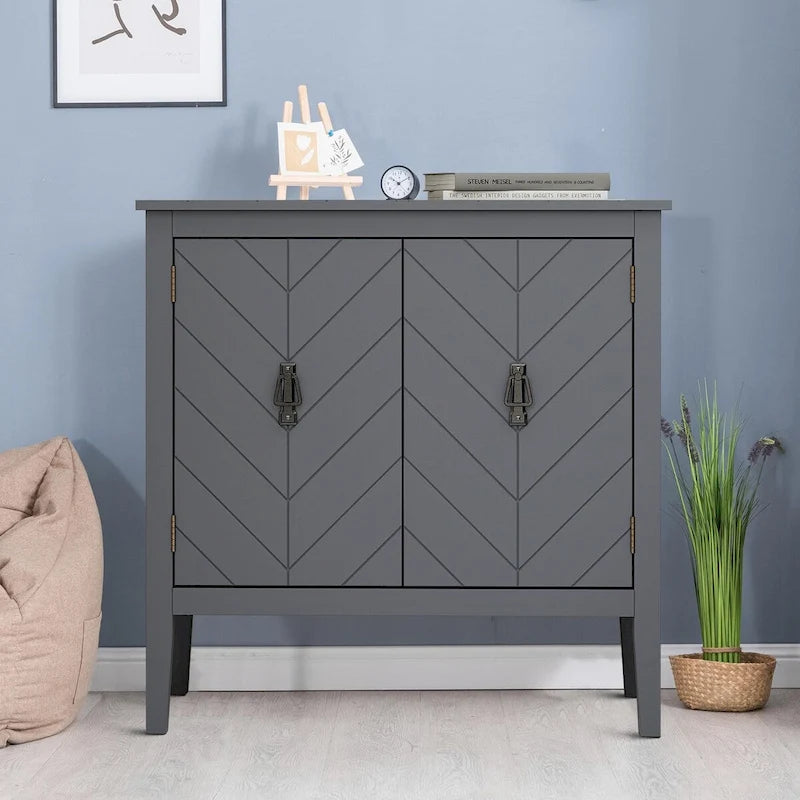 Meuble de rangement en bois avec poignées couleur laiton antique