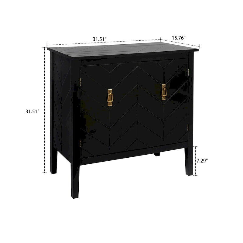 Meuble de rangement en bois avec poignées couleur laiton antique
