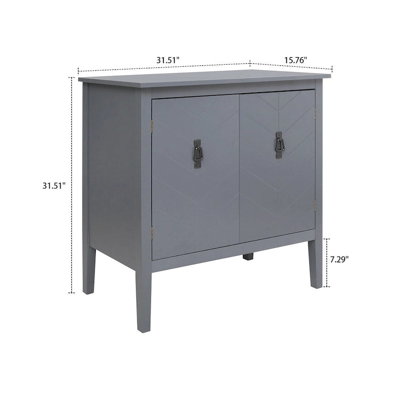Meuble de rangement en bois avec poignées couleur laiton antique