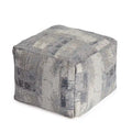 Pouf carré gris et ivoire de 22 pouces
