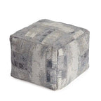 Pouf carré gris et ivoire de 22 pouces