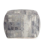 Pouf carré gris et ivoire de 22 pouces