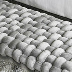 Woven Velvet Upholstered Bench with Wood Legs