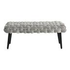 Woven Velvet Upholstered Bench with Wood Legs