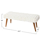 Woven Velvet Upholstered Bench with Wood Legs