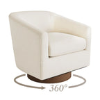 Swivel Barrel Accent Chair with Upholstered Fabric and Wood Base