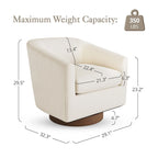 Swivel Barrel Accent Chair with Upholstered Fabric and Wood Base