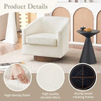Swivel Barrel Accent Chair with Upholstered Fabric and Wood Base