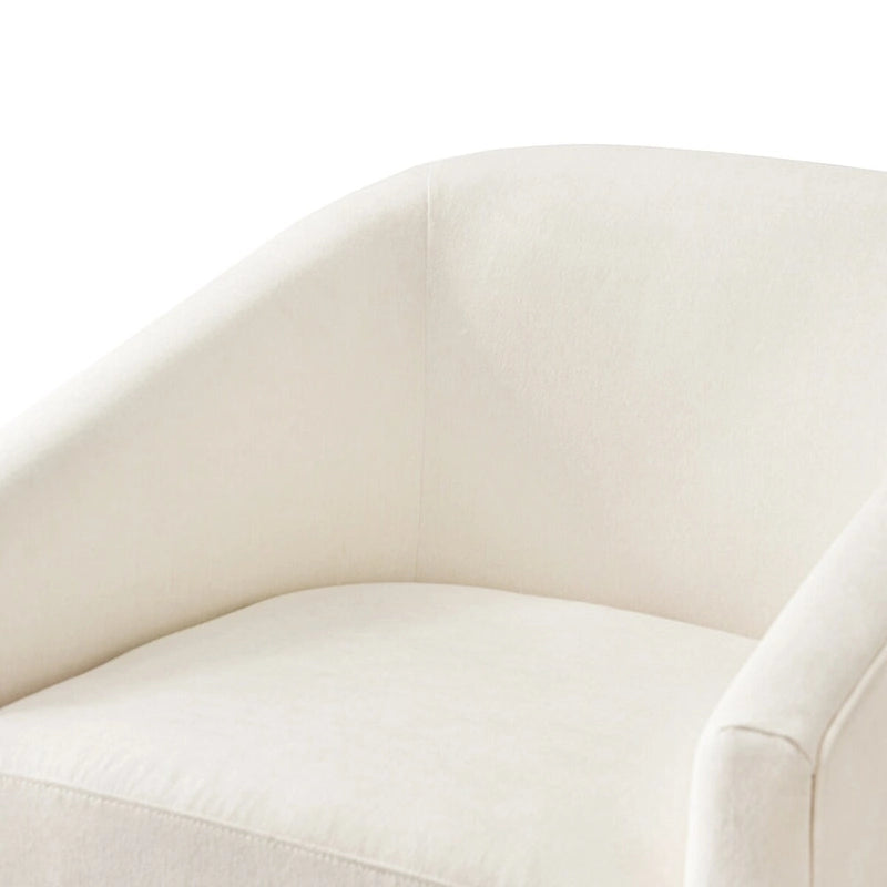 Swivel Barrel Accent Chair with Upholstered Fabric and Wood Base