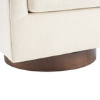 Swivel Barrel Accent Chair with Upholstered Fabric and Wood Base