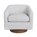 Swivel Barrel Accent Chair with Upholstered Fabric and Wood Base