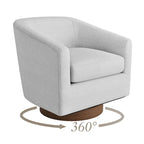 Swivel Barrel Accent Chair with Upholstered Fabric and Wood Base