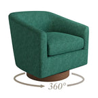 Swivel Barrel Accent Chair with Upholstered Fabric and Wood Base