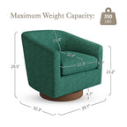 Swivel Barrel Accent Chair with Upholstered Fabric and Wood Base