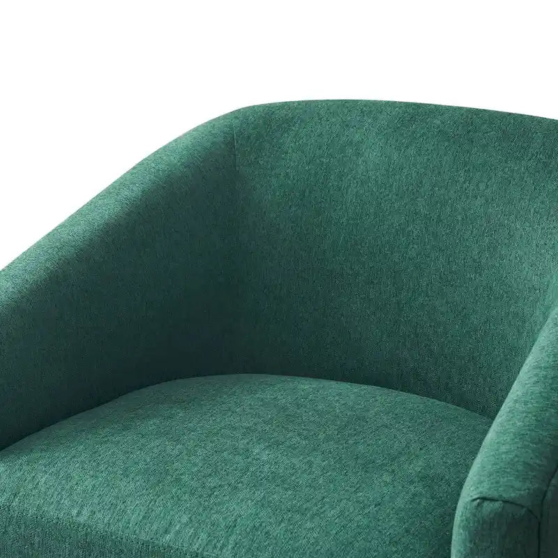 Swivel Barrel Accent Chair with Upholstered Fabric and Wood Base