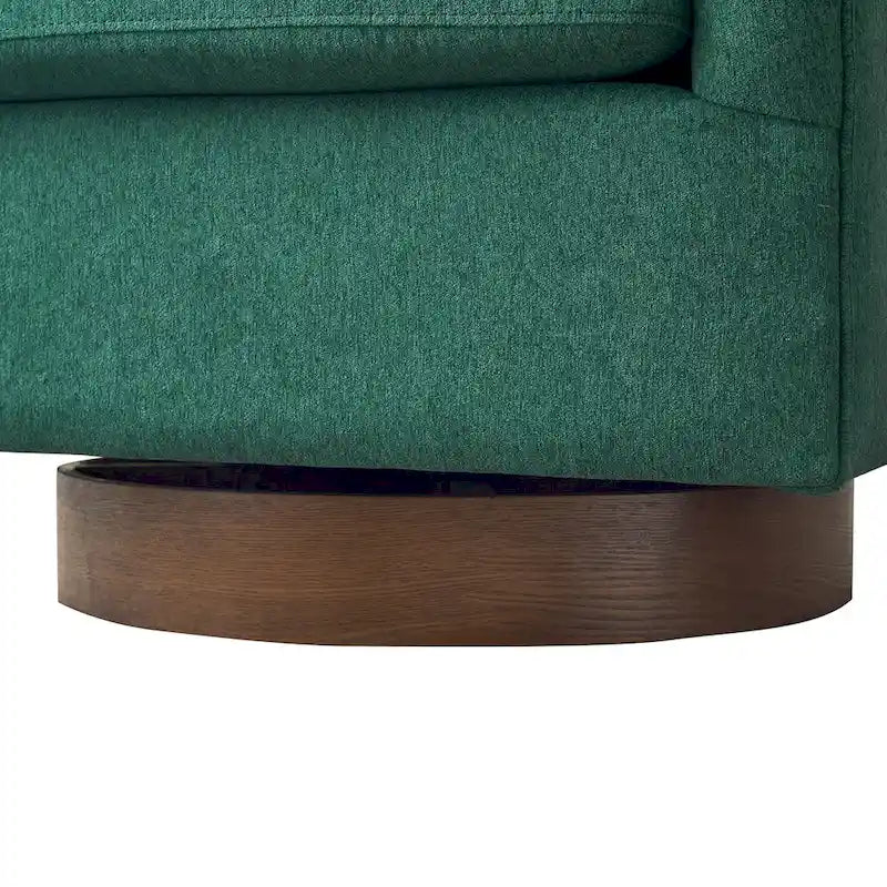 Swivel Barrel Accent Chair with Upholstered Fabric and Wood Base