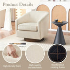Swivel Barrel Accent Chair with Upholstered Fabric and Wood Base