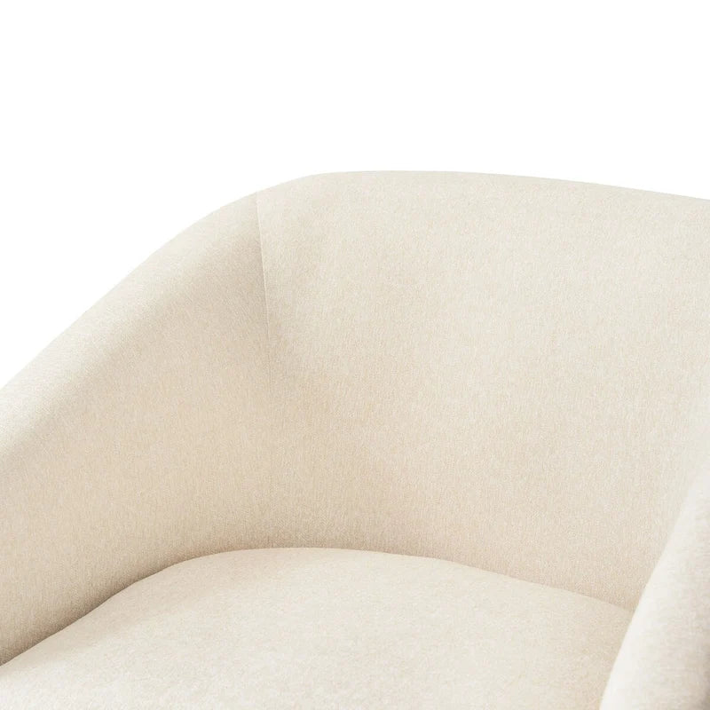 Swivel Barrel Accent Chair with Upholstered Fabric and Wood Base