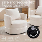 Swivel Accent Barrel Chair with Round Arms and Pillow