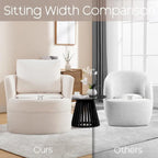 Swivel Accent Barrel Chair with Round Arms and Pillow