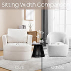 Swivel Accent Barrel Chair with Round Arms and Pillow